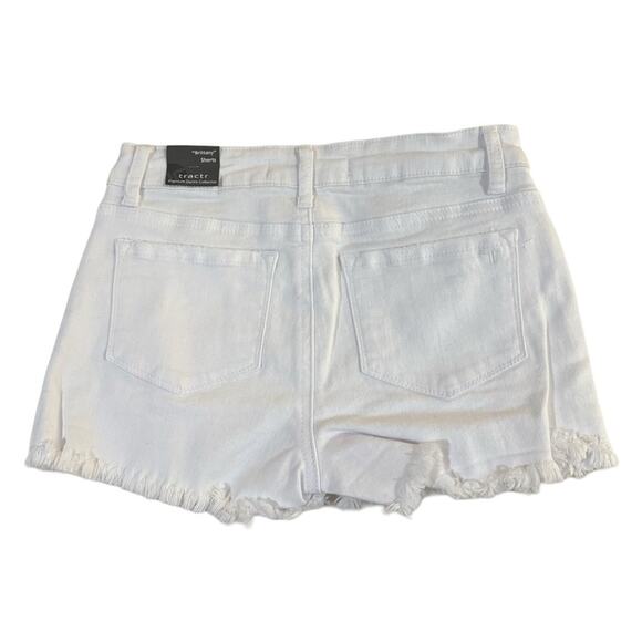 Tractr Brittany - 5 Pockets Fray Distressed Shorts - White Girls 10 - Picture 3 of 5